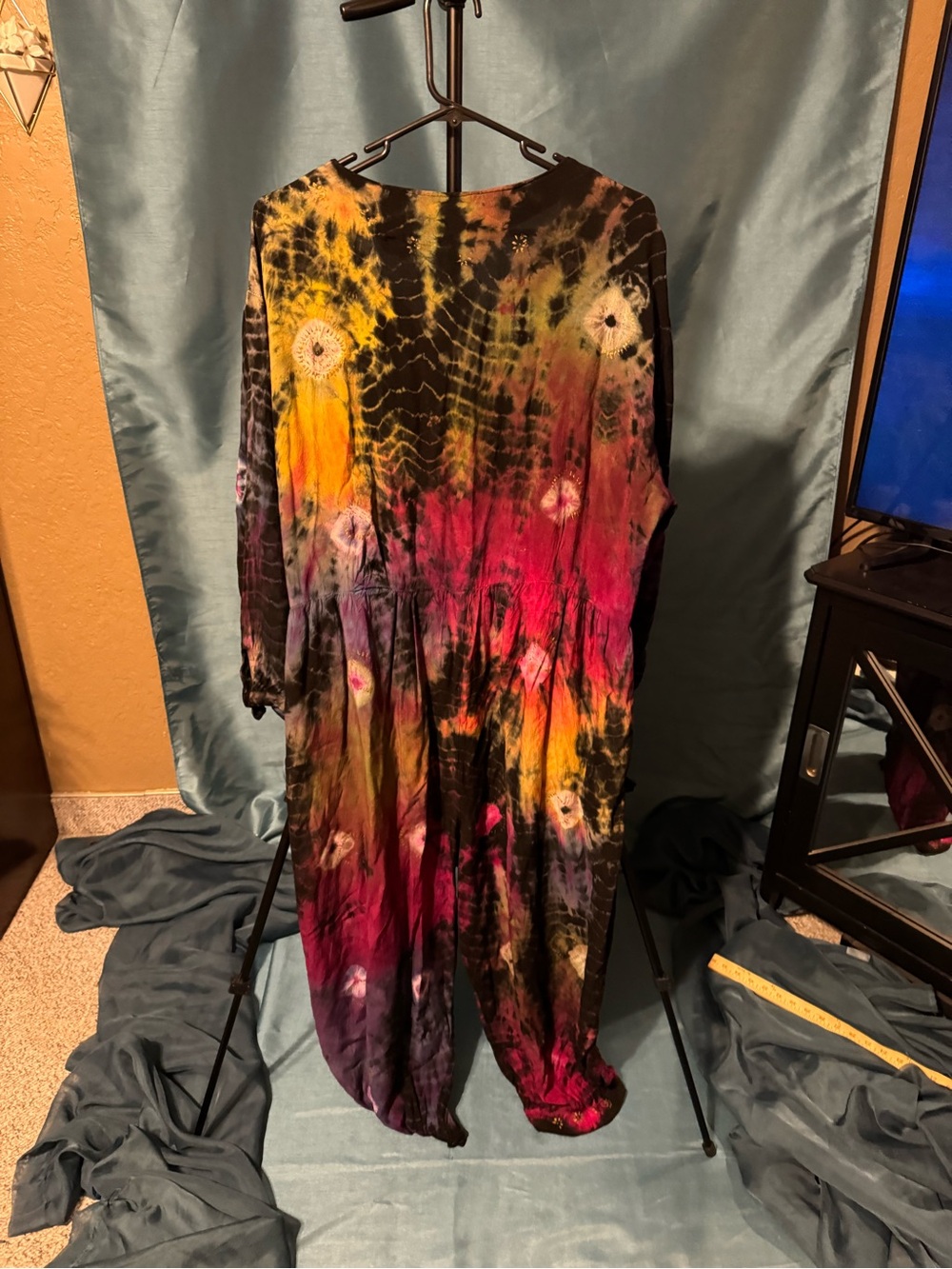 Whimsigoth Tie Dye Harem Jumpsuit Boho Hippie Festival One Size